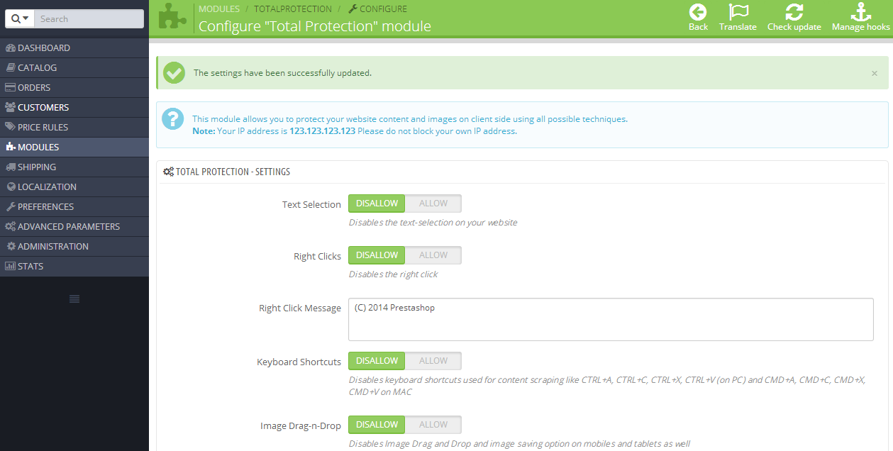Prestashop Total Protection Pro